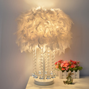 羽毛台灯卧室床头灯简约现代浪漫创意欧式公主婚房暖光温馨床头灯