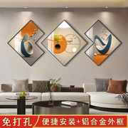 轻奢高端大气高级感三联画客厅装饰画沙发背景墙壁画挂画2023