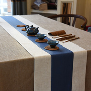 中式禅意桌旗现代简约茶席，亚麻布艺中国风，长条棉麻巾茶几装饰布