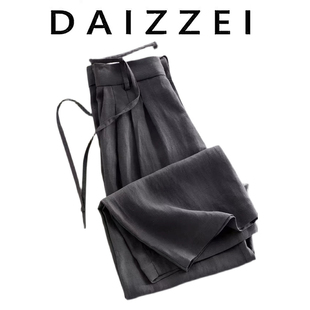 daizzei~天丝亚麻女裤夏季薄款高腰，显瘦奶奶灰阔腿裤直筒休闲长裤