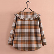 女童秋冬装格子衬衫，2023洋气中大童长袖，加绒加厚上衣儿童开衫