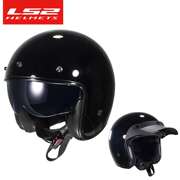 高档ls2哈雷复古头盔，摩托车男碳纤维半盔四分之三盔，四季女机车of6