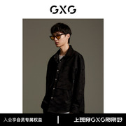 gxg男装商场同款黑色满印暗纹提花质感，微廓长袖衬衫gex10312563