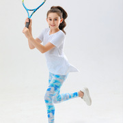 夏薄小轻风女孩儿童短袖跳操舞蹈，网球衣运动健身裤瑜伽服套装速干