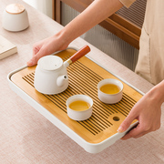 茶盘家用功夫茶具干泡台竹茶台茶托盘现代简约套装沥水盘小型茶海