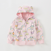 韩版童装秋冬季女童外套连帽可爱2兔子4岁宝宝拉链衫洋气卫衣开衫