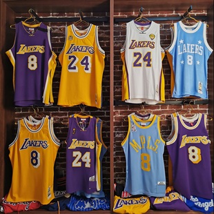 科比复古60周年24号湖人球衣kobe8号黄色紫色AU球员版非MN篮球服