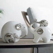 家庭摆件饰品客厅大象家庭，创意个性动物陶瓷，摆件客厅玄关家居装饰