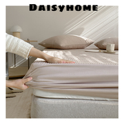 纯棉直条纯色衍缝床笠保洁垫床褥垫子衍缝枕套三件套纯色单品床笠