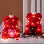 七夕礼物情人节礼盒送女友，永生花独角盖使用摆件玫瑰熊送老婆女孩