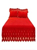 大红色冬季珊瑚绒加厚床裙单件，牛奶绒婴儿绒防滑床罩三件套公主风