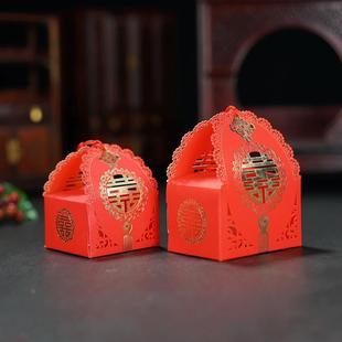 芸晖喜糖盒中国风结婚用品喜糖盒，镂空圆喜流苏婚庆糖果盒婚礼礼盒