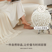 100%纯羊毛地毯客厅2024冬天简约沙发茶几毯卧室，纯色轻奢高级