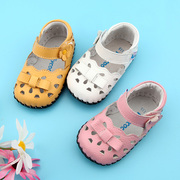 芙瑞可女宝宝公主鞋0-1岁婴儿鞋凉鞋透气防滑镂空软底鞋子蝴蝶结