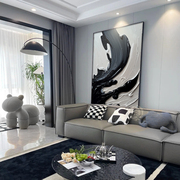 现代客厅装饰画2024黑白油画抽象艺术壁画沙发背景墙挂画落地