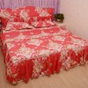 床头罩百褶床裙韩式布艺紫色，花边大红色裙式床罩床套枕套定制