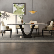 极简长方形大理石餐桌组合餐厅家用现代简约实木网红款吃饭桌子