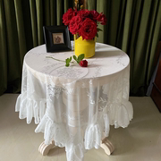 美式复古公主白色蕾丝圆长桌布茶几台布田园装饰法式盖布2024