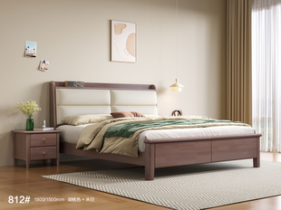 美式皮床1.8米双人床主卧婚床网红床，简约现代软床欧式实木床