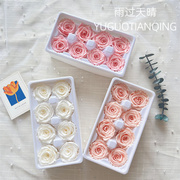A级永生玫瑰花保鲜花玫瑰4-5cm手工DIY装饰玻璃罩干花材料包8