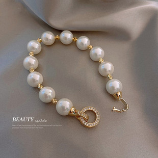 巴洛克珍珠手环饰品女ins小众设计微镶锆石手链闺蜜时尚手串