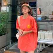 韩国特大码女装胖mm夏装，可爱卡通笑脸图案，宽松短袖t恤602