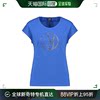 香港直邮emporioarmani阿玛尼女士，t恤蓝色棉质圆形logo修身无袖