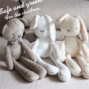 超柔软毛绒玩偶婴幼儿手拿布偶，安抚玩具长耳兔，布娃娃兔子公仔白色