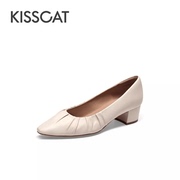 kisscat接吻猫女鞋，春季通勤软底中跟浅口单鞋ka54113-13