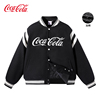 Coca-Cola/可口可乐 棒球服男条纹拼接秋冬情侣款夹克外套棉服