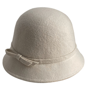 夫面cm赫本风羊毛呢渔侧款女帽，法式复古秋冬n礼帽盆帽优雅白色帽