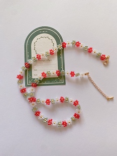 玫瑰颂手工串珠diy项链材料包古董珠米珠自制花朵颈链锁骨链