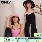 only奥莱夏季甜酷短款修身撞色吊带背心针织衫女