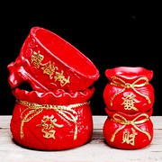 大号中国红色婚庆礼物摆件喜庆福字多肉陶瓷花盆陶瓷大方形花盆栽