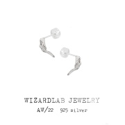 wizardlab原创设计丨白茶，系列手工雕蜡小众纯银首饰白茶耳钉