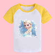 短袖女孩上衣服夏天宝宝的半袖，女童t恤棉冰雪，奇缘图案童装纯oth