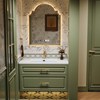 法式复古浴室柜组合双盆岩板无缝盆美式轻奢卫生间洗手洗脸洗漱台
