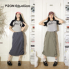 P2ON Studios 灰色T恤+工装半身裙套装