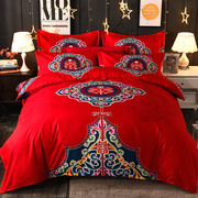 大红色喜庆婚庆四件套，结婚红色床上用品，中式床品喜被新婚床单