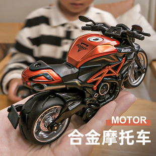 摩托车玩具男孩仿真合金机车，模型赛车儿童，回力玩具车小汽车礼物
