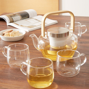 多样屋 明雅玻璃茶具组 透明耐热玻璃水杯水壶水具套装