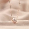 18k金淡水(金淡水)珍珠，项链短款单颗珠子，锁骨链高级感衣服配饰挂链女