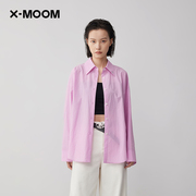 商场同款X--MOOM2024春季休闲简约纯棉叠穿外搭粉色衬衫