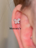 mercurys经典可爱!蝴蝶，耳骨钉镶钻闪亮耳窝钉纯银免摘拧螺丝耳钉