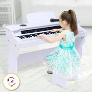 俏娃宝贝61键儿童电钢琴宝宝小钢琴3-6-8-12岁木质女孩玩具电子琴