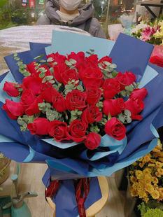 青岛胶州胶南黄岛城阳同城鲜花速递生日送花99朵红玫瑰花束情人节