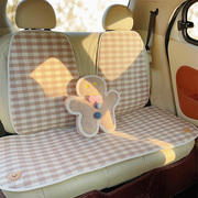 汽车坐垫夏季女士后排通用亚麻可爱卡通，透气座椅垫套四季车载座垫