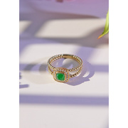 18k金祖母绿戒指，镶嵌钻石雍容华贵老店天然宝石红蓝绿宝石