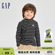 Gap男女幼童秋季LOGO半高领弹力长袖T恤儿童装休闲上衣784989