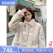 羊羔毛绒外套，女2023秋冬保暖加厚皮毛，一体中长款大衣